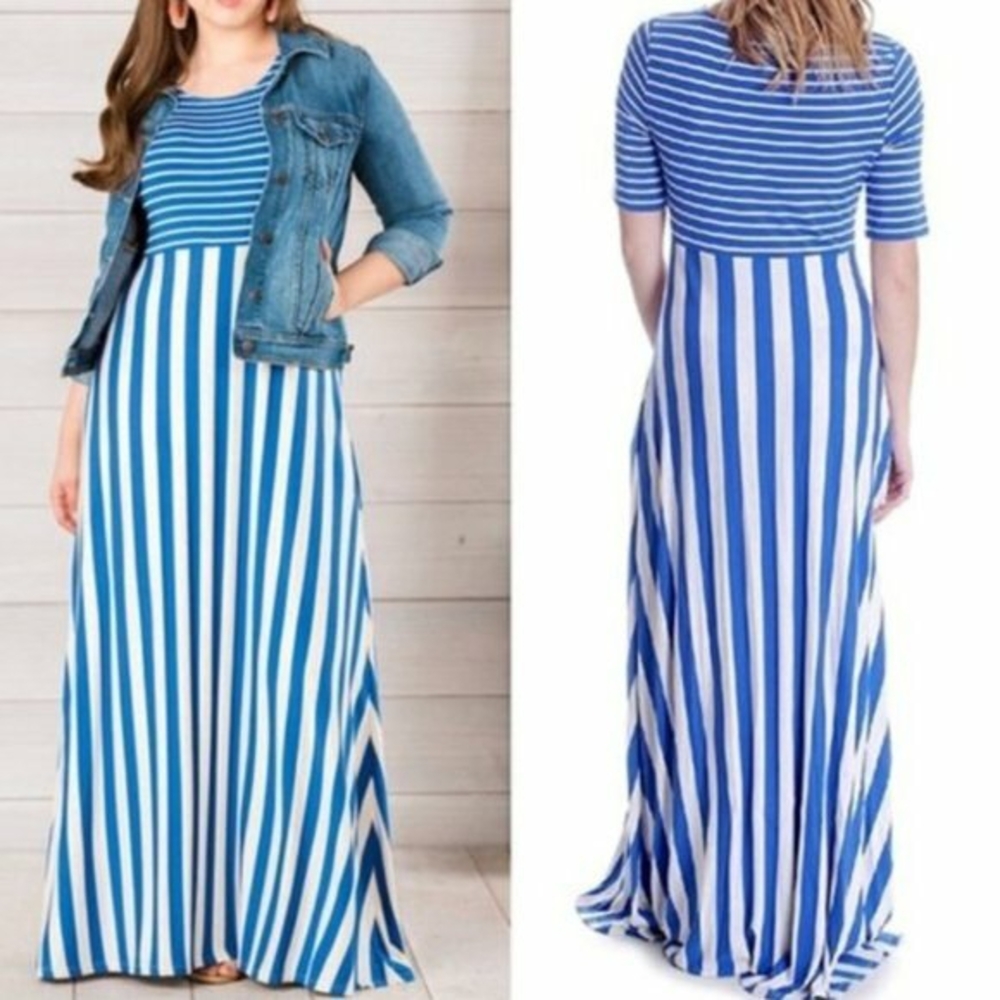 Matilda Jane Blue and White Striped Maxi Dress
